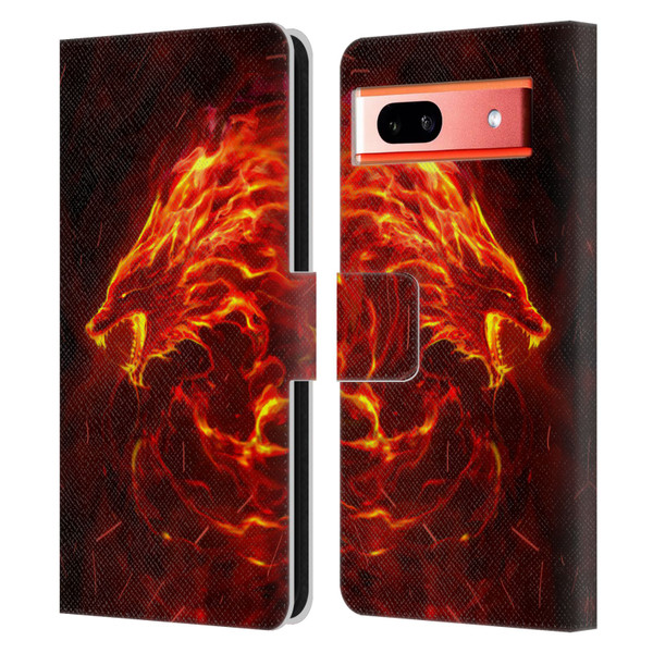 Christos Karapanos Mythical Art Wolf Spirit Leather Book Wallet Case Cover For Google Pixel 7a