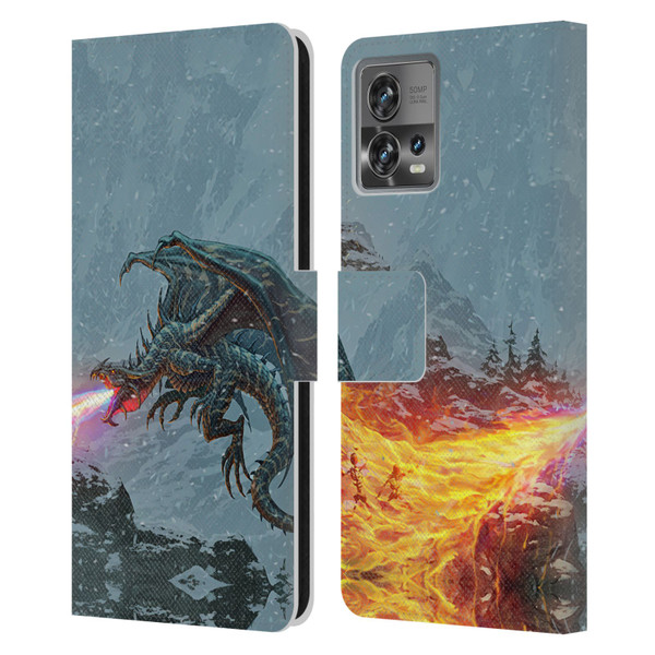 Christos Karapanos Mythical Art Power Of The Dragon Flame Leather Book Wallet Case Cover For Motorola Moto Edge 30 Fusion