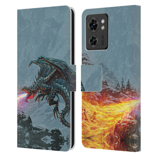 Christos Karapanos Mythical Art Power Of The Dragon Flame Leather Book Wallet Case Cover For Motorola Moto Edge 40
