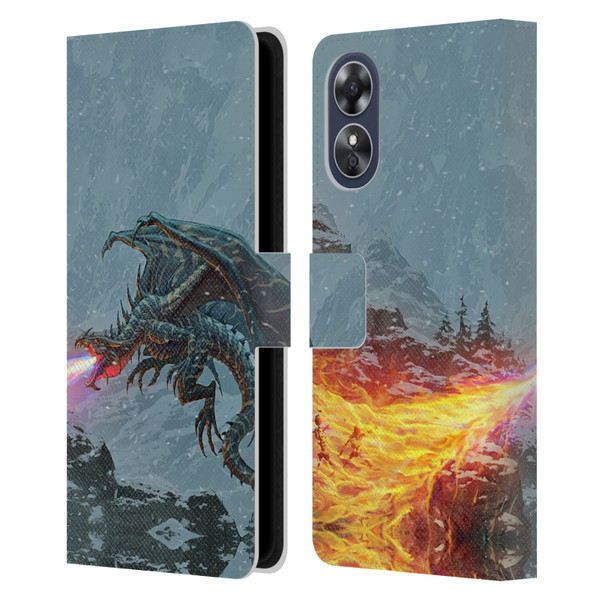 Christos Karapanos Mythical Art Power Of The Dragon Flame Leather Book Wallet Case Cover For OPPO A17