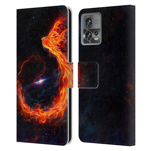 Christos Karapanos Phoenix Out Of Space Leather Book Wallet Case Cover For Motorola Moto Edge 30 Fusion