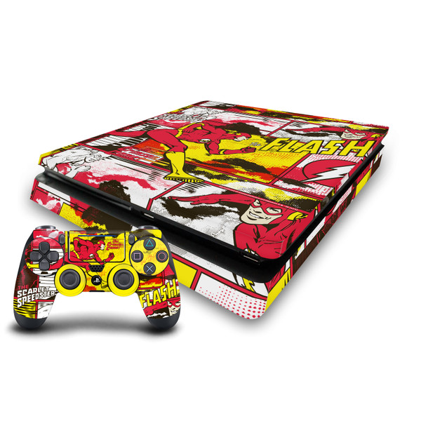 The Flash DC Comics Comic Book Art Panel Collage Vinyl Sticker Skin Decal Cover for Sony PS4 Slim Console & Controller