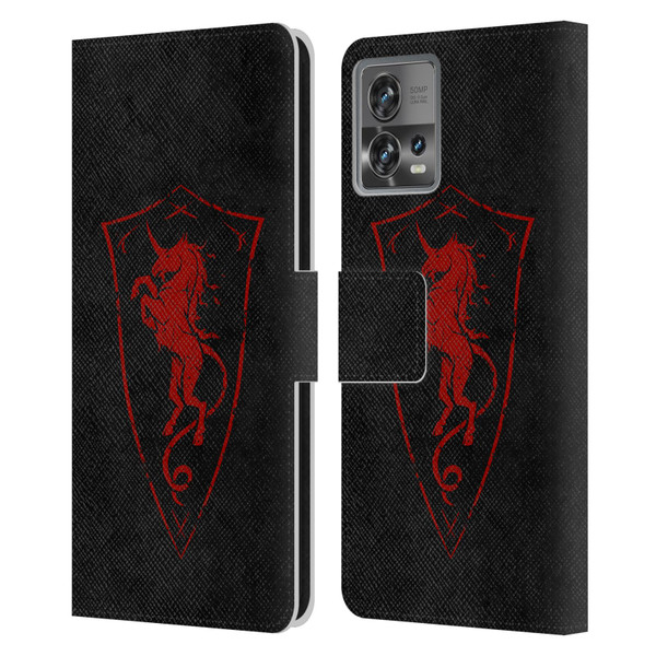 Christos Karapanos Shield Unicorn Leather Book Wallet Case Cover For Motorola Moto Edge 30 Fusion