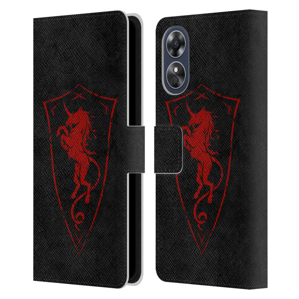 Christos Karapanos Shield Unicorn Leather Book Wallet Case Cover For OPPO A17