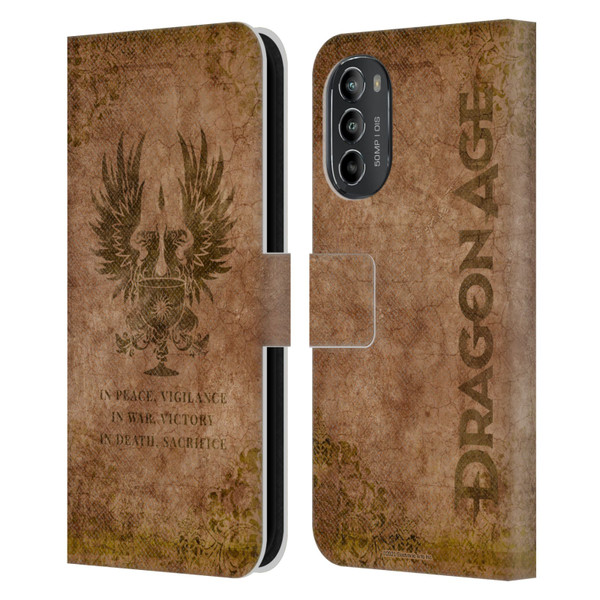 EA Bioware Dragon Age Heraldry Grey Wardens Distressed Leather Book Wallet Case Cover For Motorola Moto G82 5G