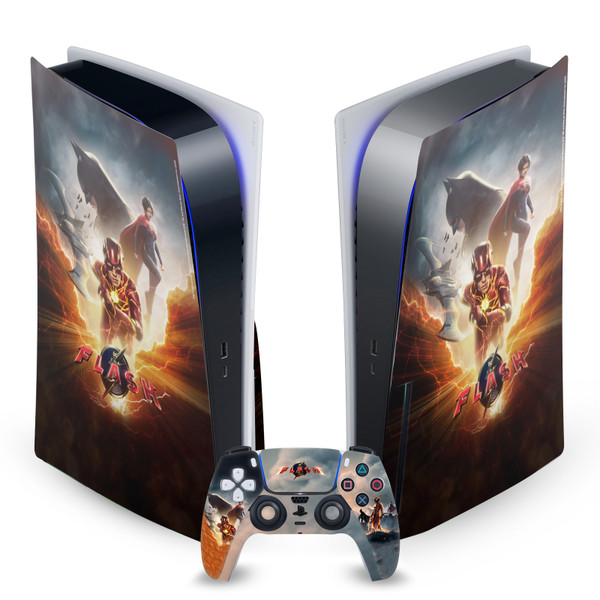 The Flash 2023 Graphic Art Key Art Vinyl Sticker Skin Decal Cover for Sony PS5 Disc Edition Bundle