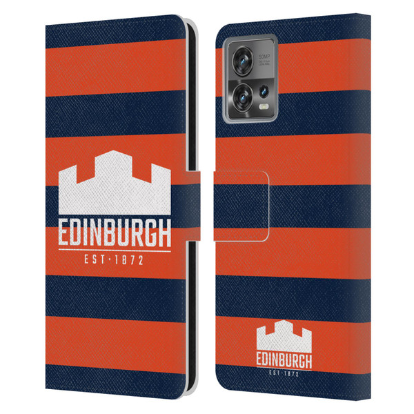 Edinburgh Rugby Graphics Stripes Leather Book Wallet Case Cover For Motorola Moto Edge 30 Fusion