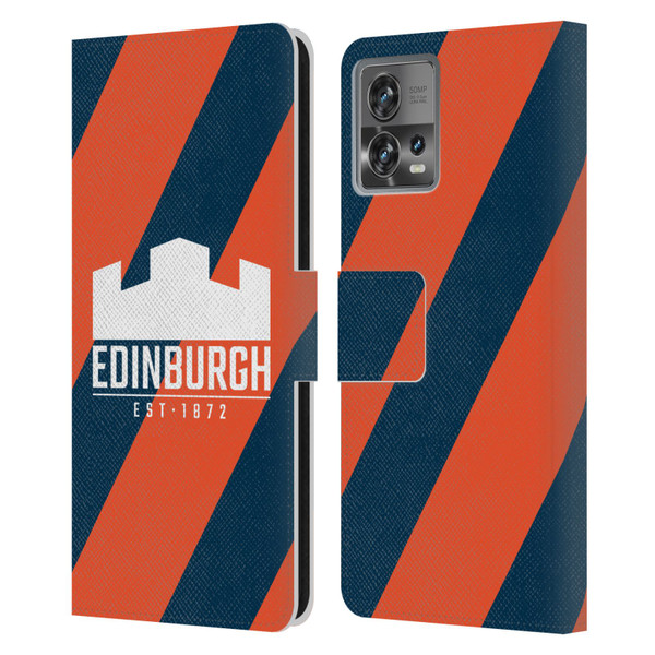 Edinburgh Rugby Logo Art Diagonal Stripes Leather Book Wallet Case Cover For Motorola Moto Edge 30 Fusion