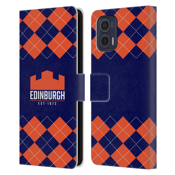 Edinburgh Rugby Logo 2 Argyle Leather Book Wallet Case Cover For Motorola Moto G73 5G