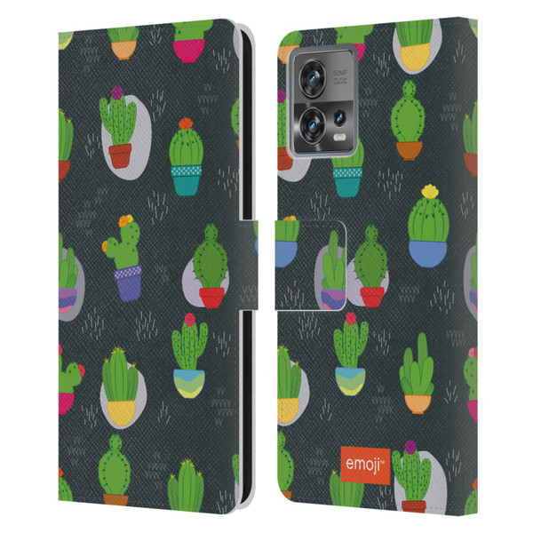emoji® Cactus And Pineapple Pattern Leather Book Wallet Case Cover For Motorola Moto Edge 30 Fusion