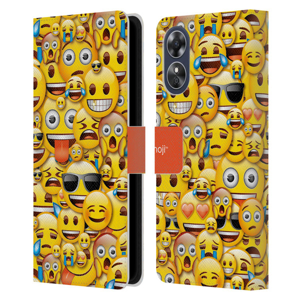 emoji® Full Patterns Smileys Leather Book Wallet Case Cover For OPPO A17