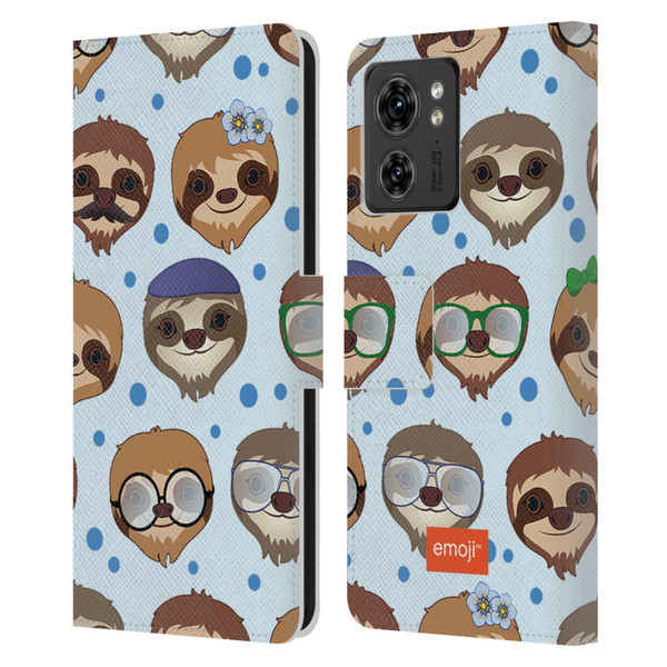 emoji® Sloth Pattern Leather Book Wallet Case Cover For Motorola Moto Edge 40