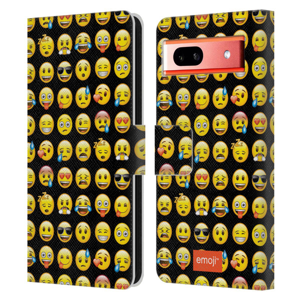 emoji® Smileys Pattern Leather Book Wallet Case Cover For Google Pixel 7a