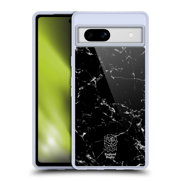 England Rugby Union Marble Black Soft Gel Case for Google Pixel 7a