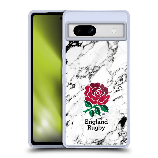 England Rugby Union Marble White Soft Gel Case for Google Pixel 7a