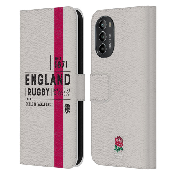 England Rugby Union History Since 1871 Leather Book Wallet Case Cover For Motorola Moto G82 5G