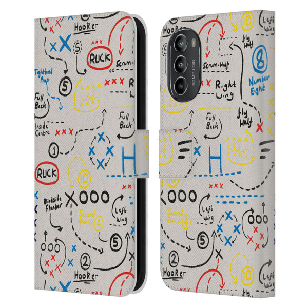 England Rugby Union Kids Older Play Leather Book Wallet Case Cover For Motorola Moto G82 5G