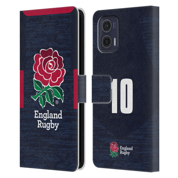 England Rugby Union 2020/21 Players Away Kit Position 10 Leather Book Wallet Case Cover For Motorola Moto G73 5G