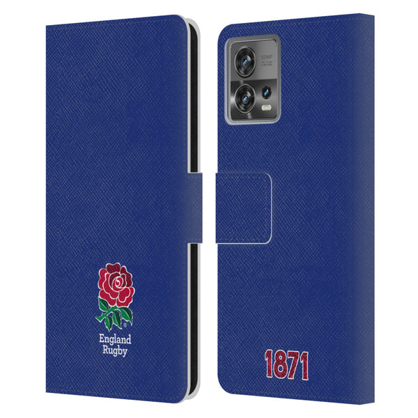 England Rugby Union 2016/17 The Rose Plain Navy Leather Book Wallet Case Cover For Motorola Moto Edge 30 Fusion