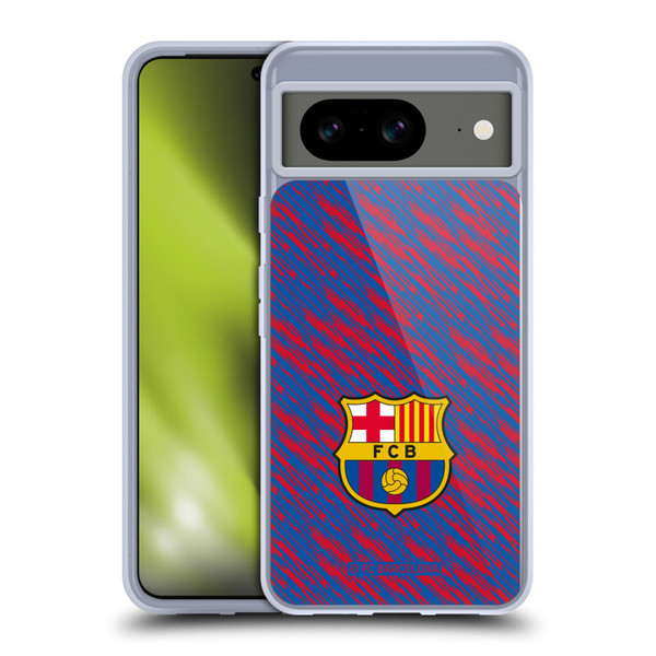 FC Barcelona Crest Patterns Glitch Soft Gel Case for Google Pixel 8