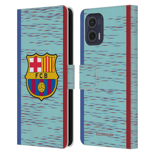 FC Barcelona 2023/24 Crest Kit Third Leather Book Wallet Case Cover For Motorola Moto G73 5G