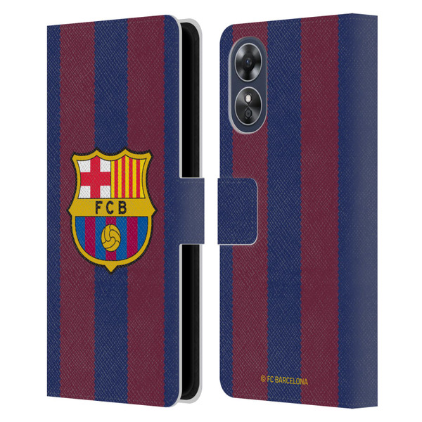 FC Barcelona 2023/24 Crest Kit Home Leather Book Wallet Case Cover For OPPO A17