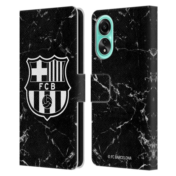 FC Barcelona Crest Patterns Black Marble Leather Book Wallet Case Cover For OPPO A78 4G