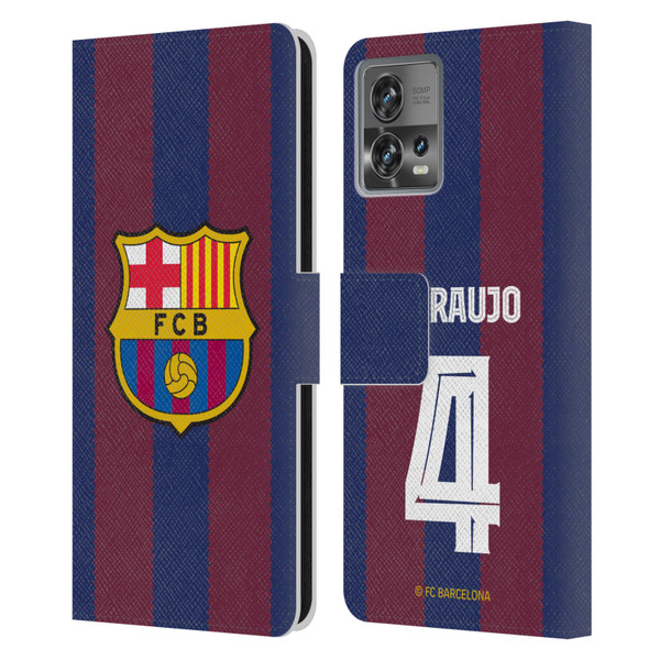 FC Barcelona 2023/24 Players Home Kit Ronald Araújo Leather Book Wallet Case Cover For Motorola Moto Edge 30 Fusion