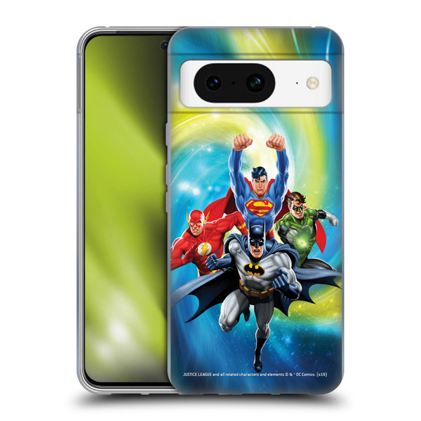 Justice League DC Comics Airbrushed Heroes Galaxy Soft Gel Case for Google Pixel 8