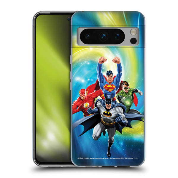 Justice League DC Comics Airbrushed Heroes Galaxy Soft Gel Case for Google Pixel 8 Pro