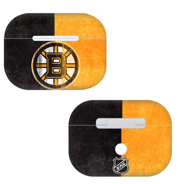 NHL Boston Bruins Half Distressed Vinyl Sticker Skin Decal Cover for Apple AirPods Pro Charging Case