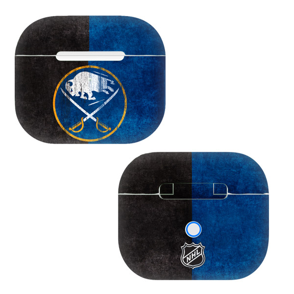 NHL Buffalo Sabres Half Distressed Vinyl Sticker Skin Decal Cover for Apple AirPods 3 3rd Gen Charging Case