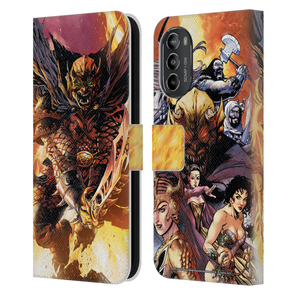 Justice League DC Comics Dark Comic Art Etrigan Demon Knights Leather Book Wallet Case Cover For Motorola Moto G82 5G