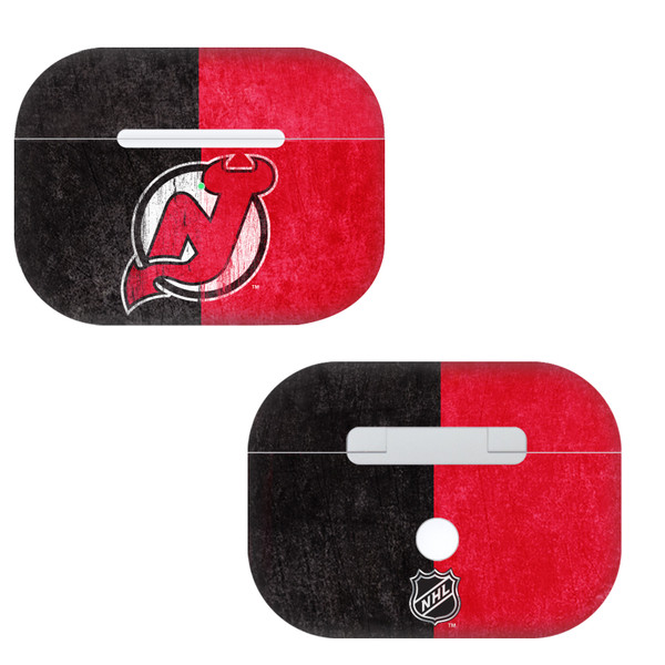 NHL New Jersey Devils Half Distressed Vinyl Sticker Skin Decal Cover for Apple AirPods Pro Charging Case