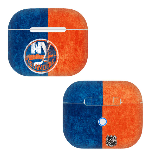 NHL New York Islanders Half Distressed Vinyl Sticker Skin Decal Cover for Apple AirPods 3 3rd Gen Charging Case