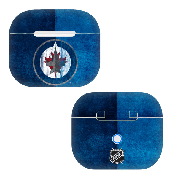 NHL Winnipeg Jets Half Distressed Vinyl Sticker Skin Decal Cover for Apple AirPods 3 3rd Gen Charging Case