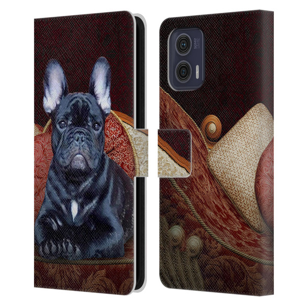 Klaudia Senator French Bulldog 2 Classic Couch Leather Book Wallet Case Cover For Motorola Moto G73 5G