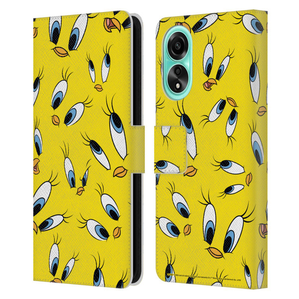 Looney Tunes Patterns Tweety Leather Book Wallet Case Cover For OPPO A78 4G