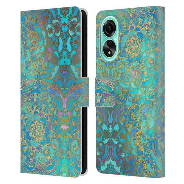 Micklyn Le Feuvre Mandala Sapphire and Jade Leather Book Wallet Case Cover For OPPO A78 4G