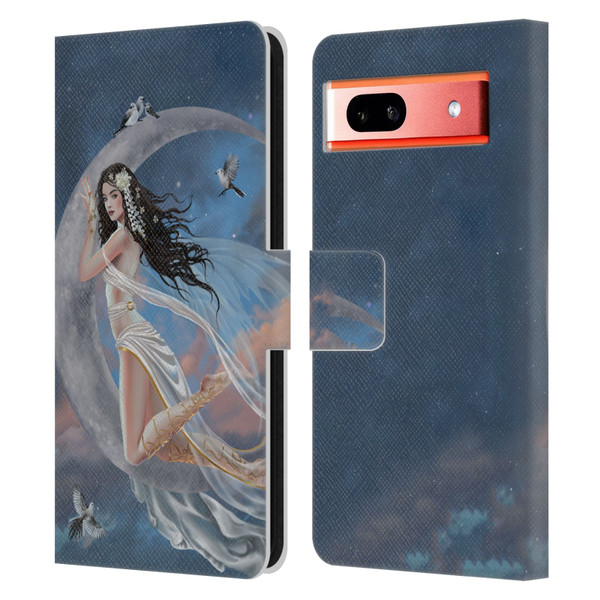 Nene Thomas Art Moon Lullaby Leather Book Wallet Case Cover For Google Pixel 7a
