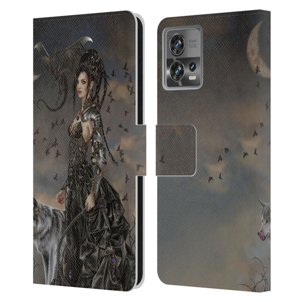 Nene Thomas Crescents Gothic Fairy Woman With Wolf Leather Book Wallet Case Cover For Motorola Moto Edge 30 Fusion