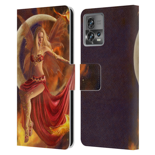 Nene Thomas Crescents Fire Fairy On Moon Phoenix Leather Book Wallet Case Cover For Motorola Moto Edge 30 Fusion