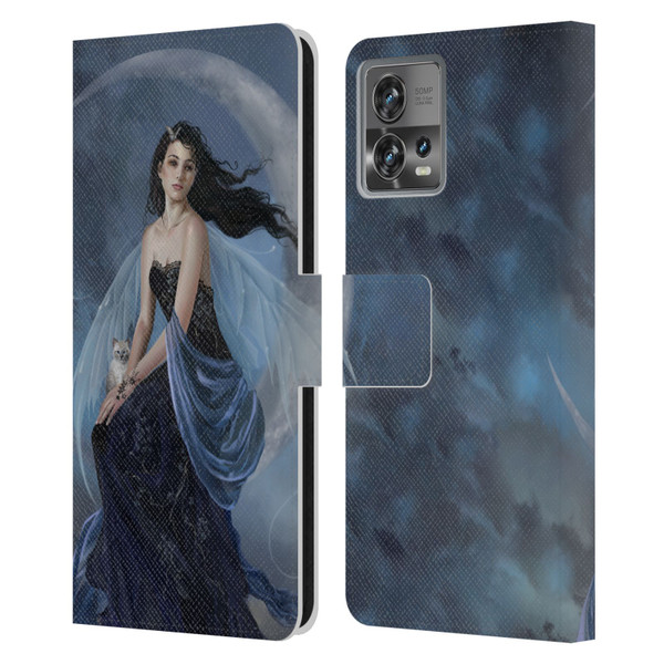 Nene Thomas Crescents Moon Indigo Fairy Leather Book Wallet Case Cover For Motorola Moto Edge 30 Fusion