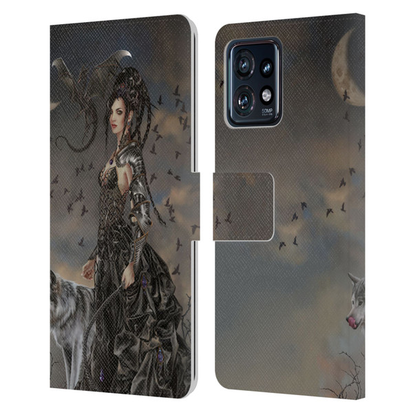 Nene Thomas Crescents Gothic Fairy Woman With Wolf Leather Book Wallet Case Cover For Motorola Moto Edge 40 Pro