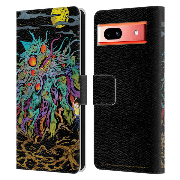 Rick And Morty Season 1 & 2 Graphics The Dunrick Horror Leather Book Wallet Case Cover For Google Pixel 7a