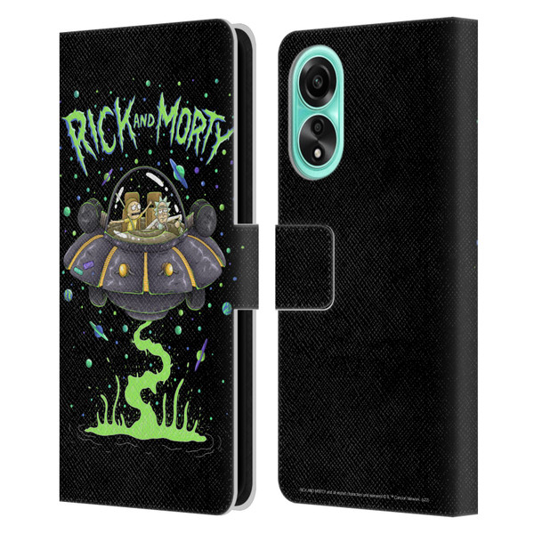 Rick And Morty Season 1 & 2 Graphics The Space Cruiser Leather Book Wallet Case Cover For OPPO A78 5G