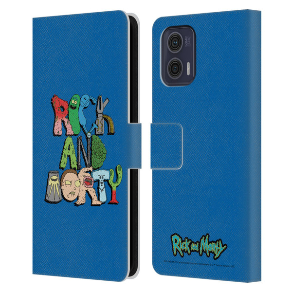 Rick And Morty Season 3 Character Art Typography Leather Book Wallet Case Cover For Motorola Moto G73 5G