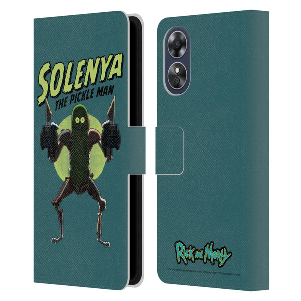 Rick And Morty Season 3 Character Art Pickle Rick Leather Book Wallet Case Cover For OPPO A17