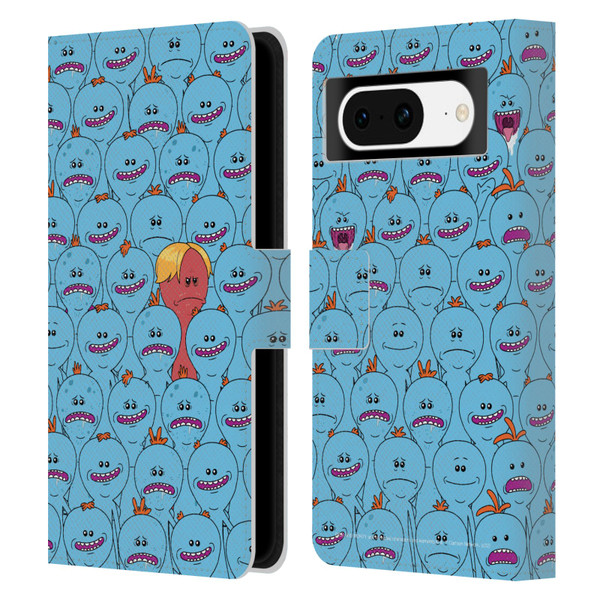 Rick And Morty Season 4 Graphics Mr. Meeseeks Pattern Leather Book Wallet Case Cover For Google Pixel 8