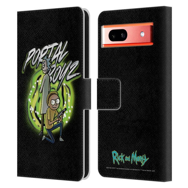 Rick And Morty Season 5 Graphics Portal Boyz Leather Book Wallet Case Cover For Google Pixel 7a